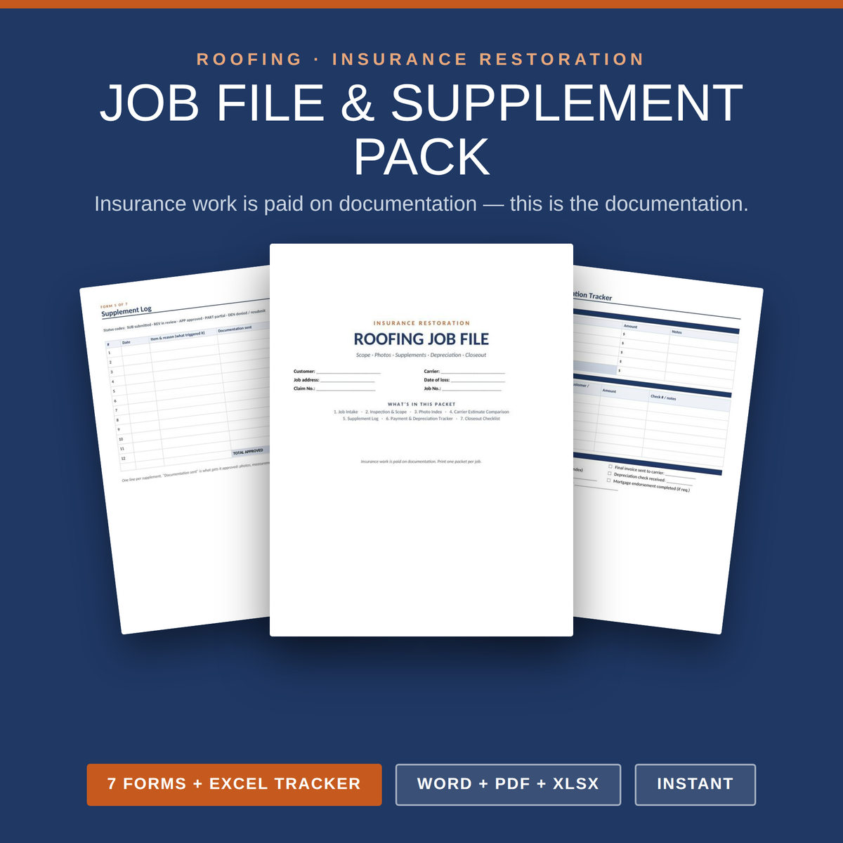 Roofing Insurance Job File & Supplement Pack