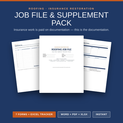 Roofing Insurance Job File & Supplement Pack