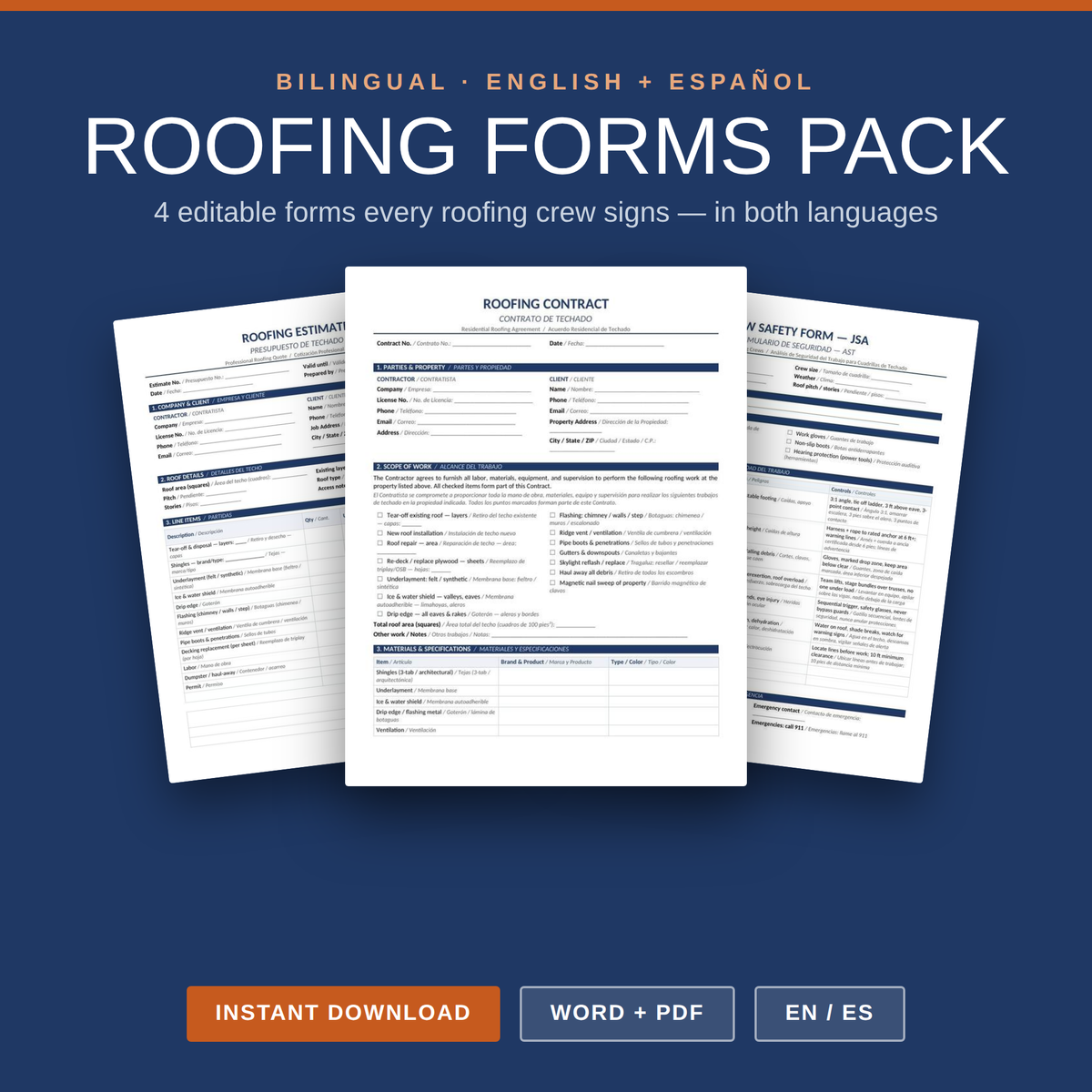 Bilingual Roofing Forms Pack (English/Spanish)