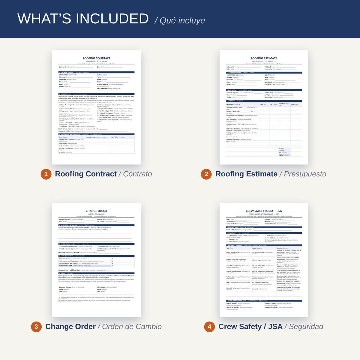 Bilingual Roofing Forms Pack (English/Spanish)