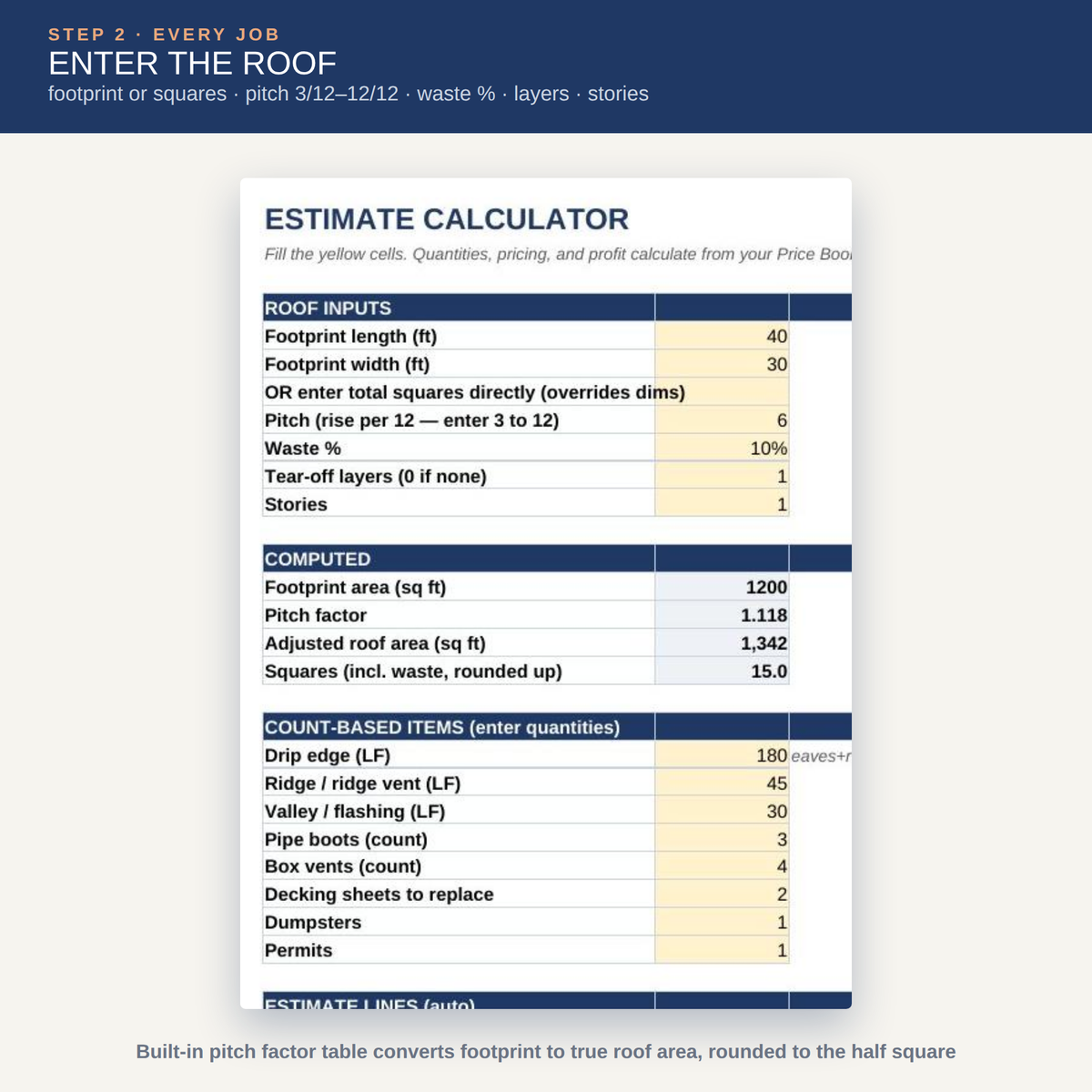 Roofing Estimate Calculator (Excel + Google Sheets)