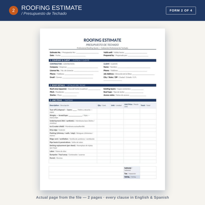 Bilingual Roofing Forms Pack (English/Spanish)