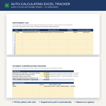 Roofing Insurance Job File & Supplement Pack