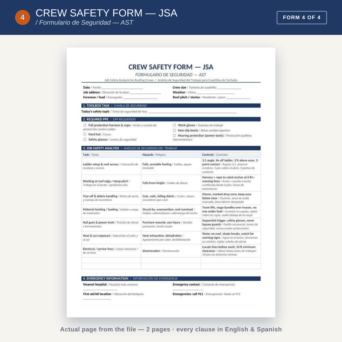 Bilingual Roofing Forms Pack (English/Spanish)